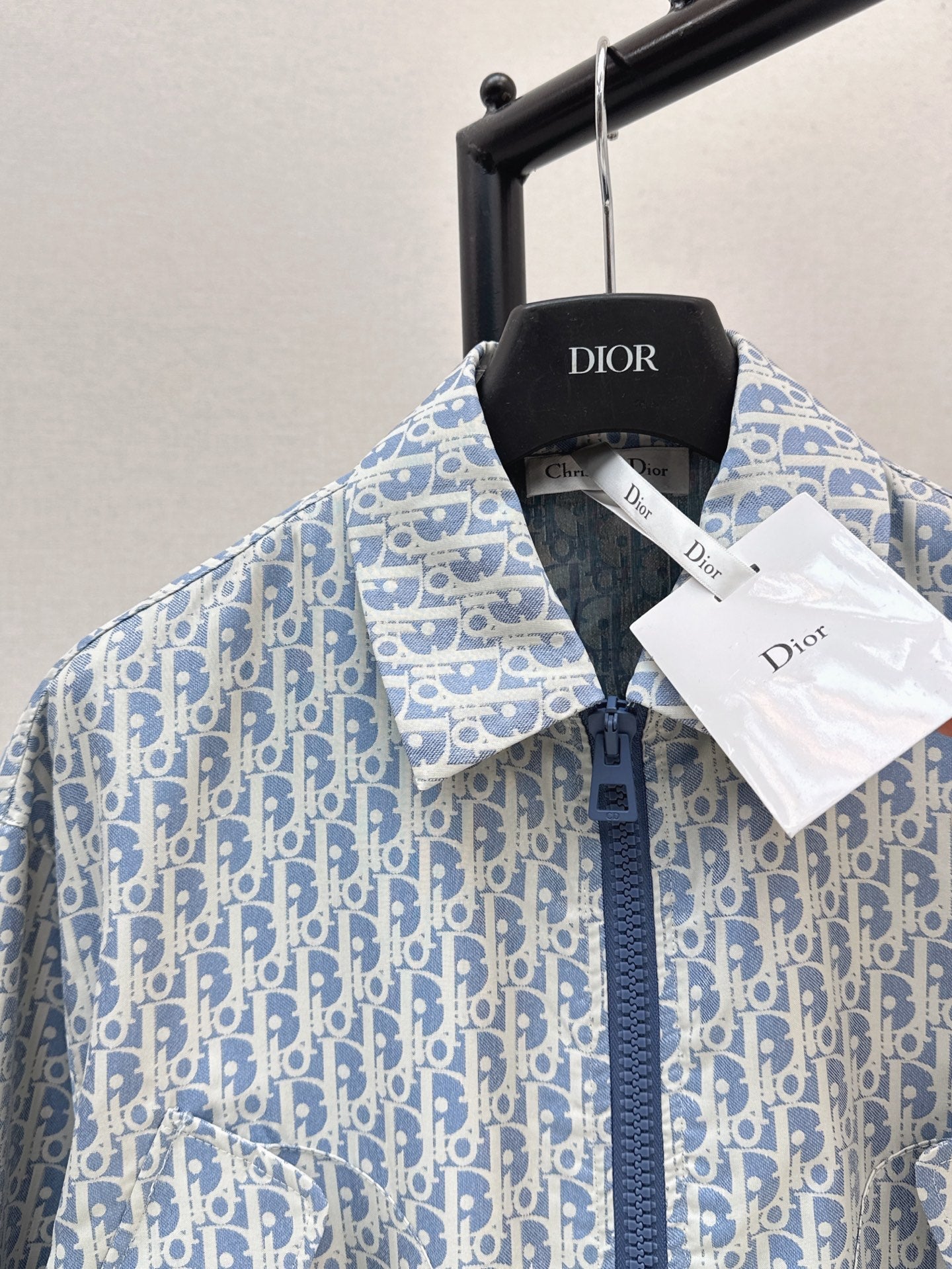 26FW New Miss D Blue & White Classic Monogram Lapel Jacket 🩵