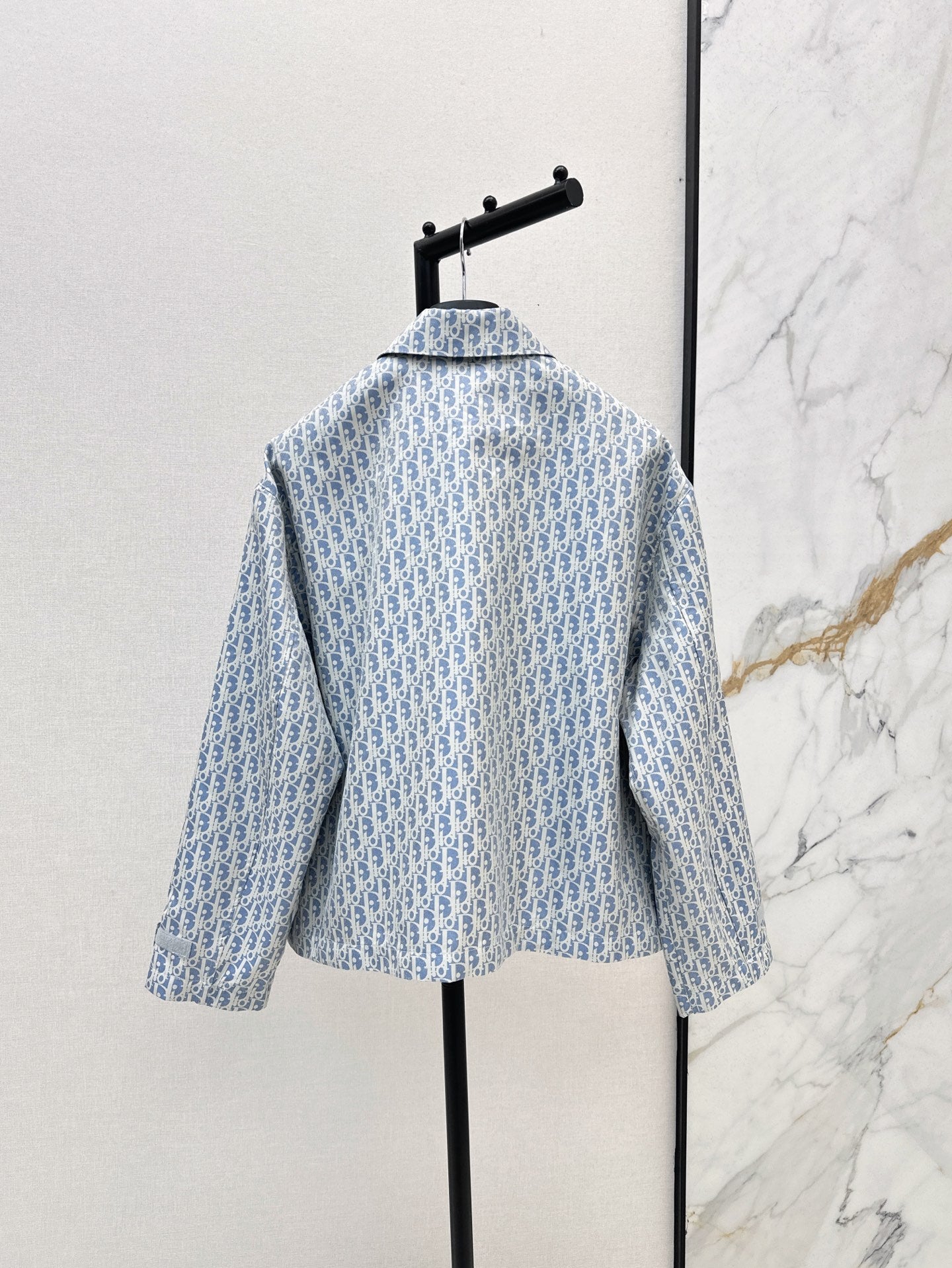 26FW New Miss D Blue & White Classic Monogram Lapel Jacket 🩵
