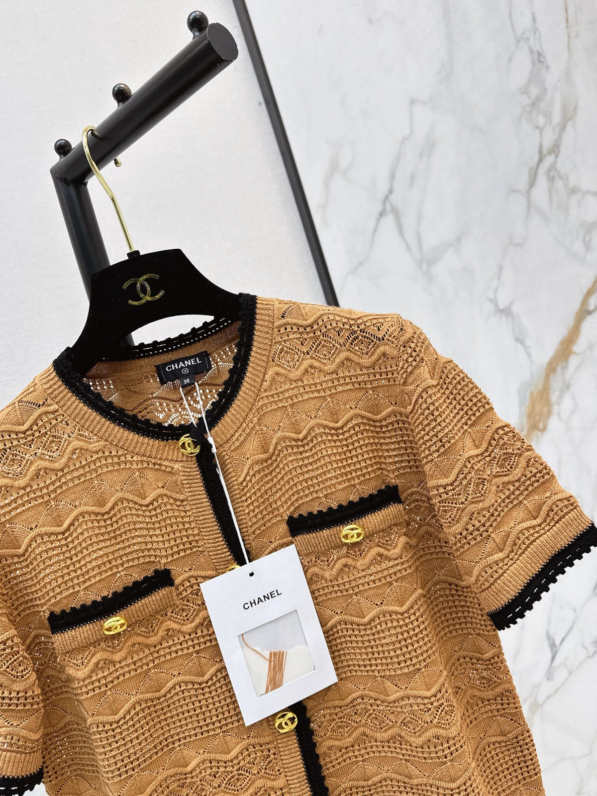 26FW New Color-Block Trim Cut-Out Knit Cardigan 🤎