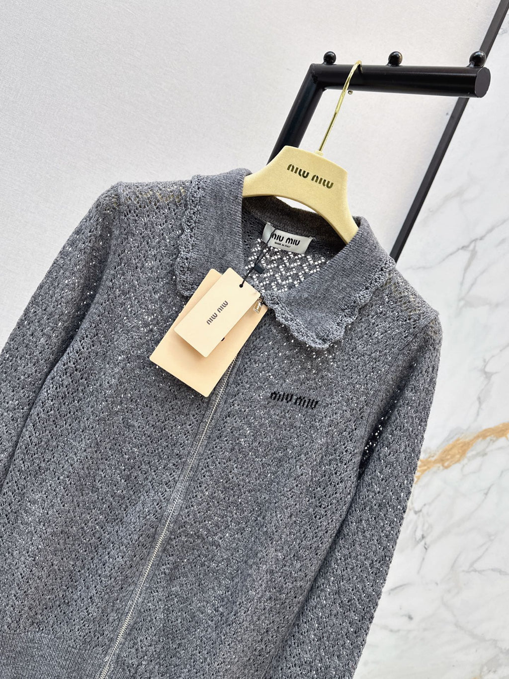 26FW New Knit Zip-Up Cardigan with Peter Pan Collar 🩶