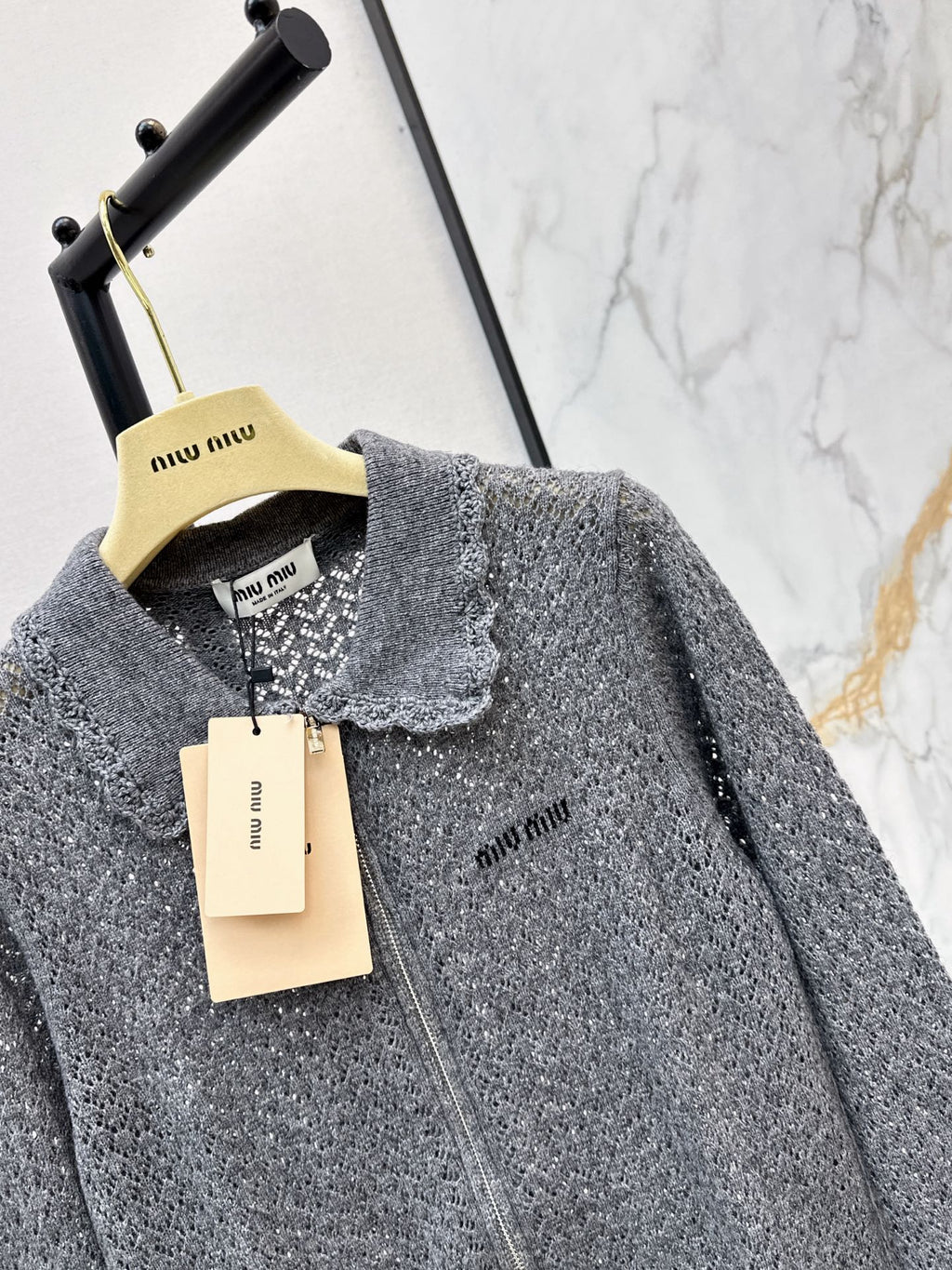 26FW New Knit Zip-Up Cardigan with Peter Pan Collar 🩶