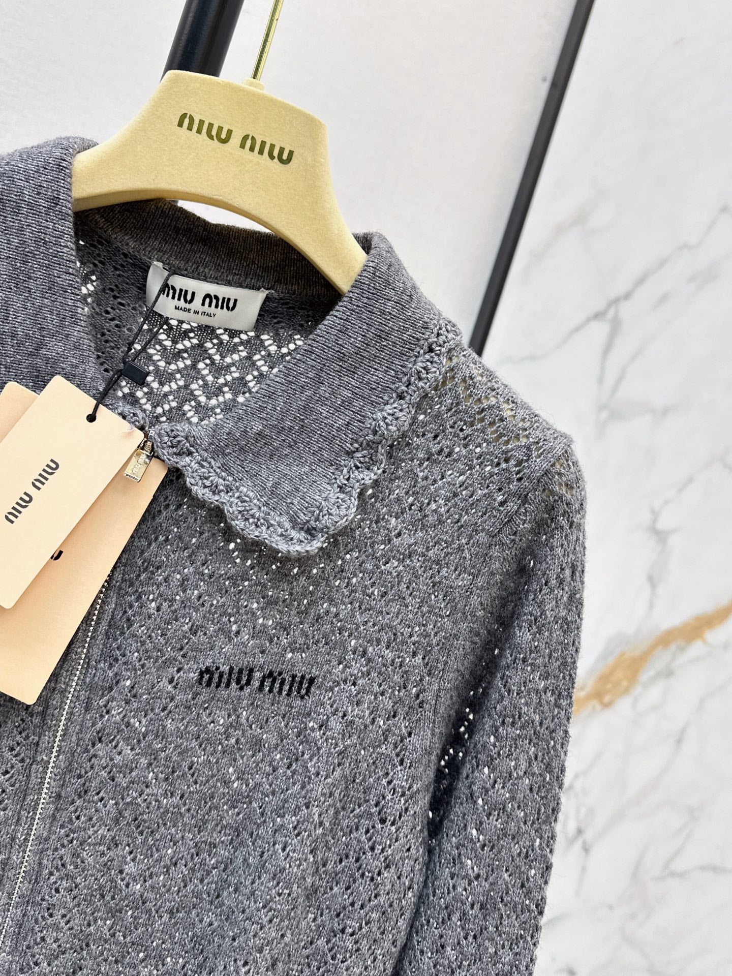 26FW New Knit Zip-Up Cardigan with Peter Pan Collar 🩶