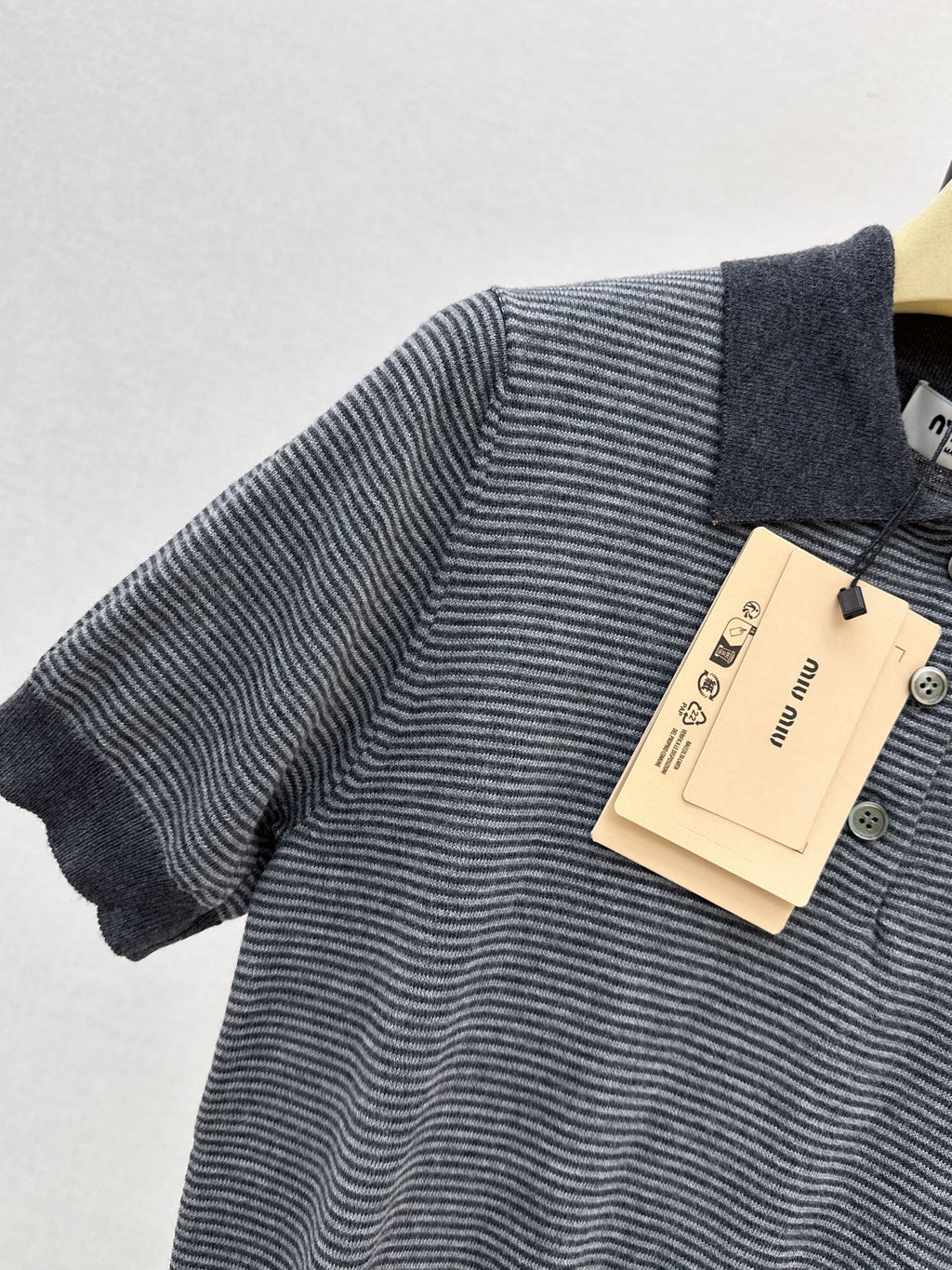 26FW New Striped Knit Top with Polo Collar 🖤