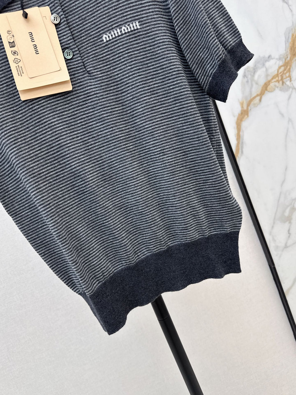 26FW New Striped Knit Top with Polo Collar 🖤