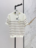 26FW New Minimalist Striped Knit Short-Sleeve Top 🤍