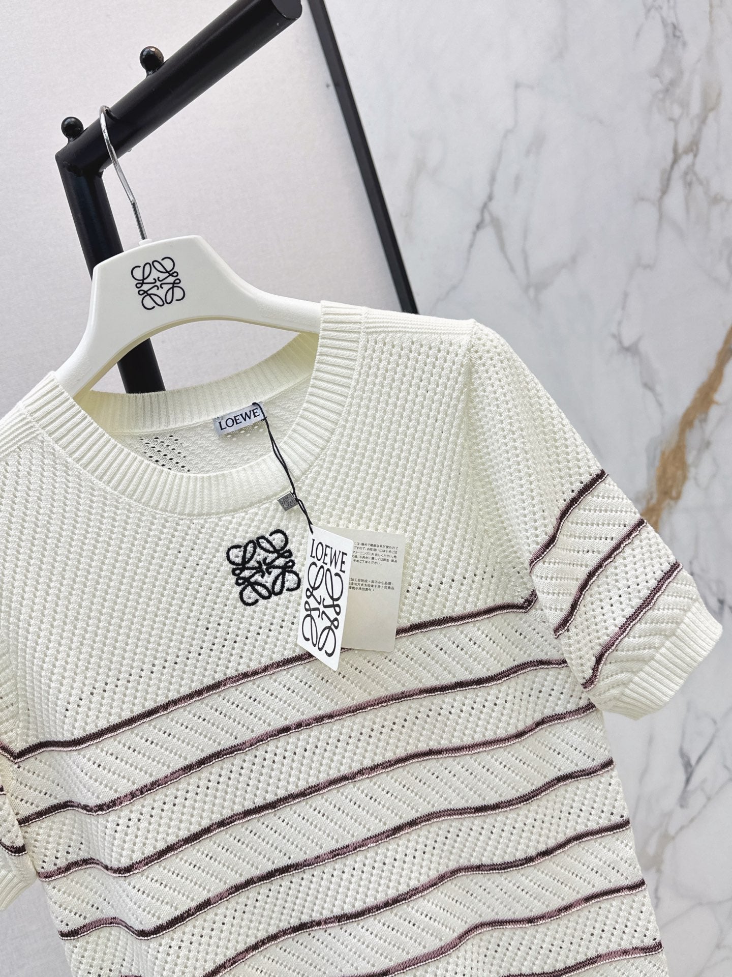 26FW New Minimalist Striped Knit Short-Sleeve Top 🤍