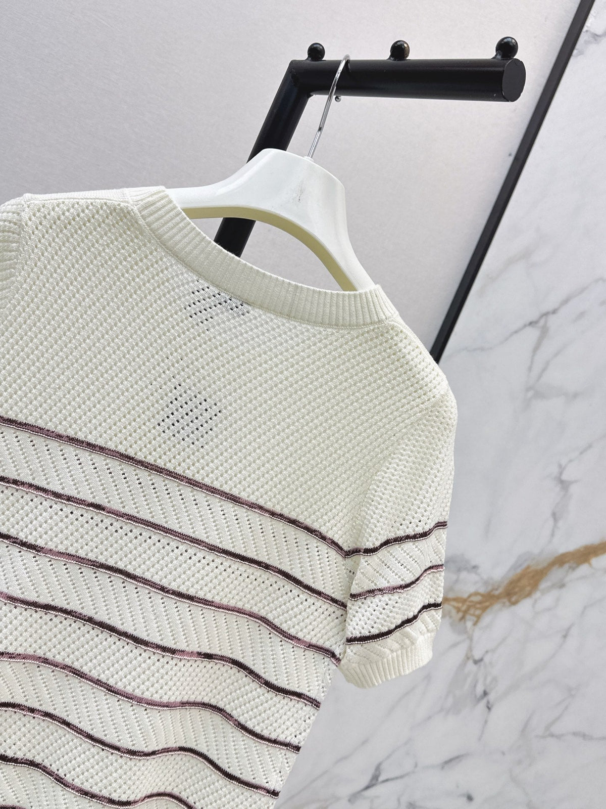 26FW New Minimalist Striped Knit Short-Sleeve Top 🤍