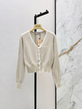 26FW New Lace-Trim V-Neck Knit Cardigan 🤍