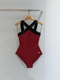 26FW New Dark Red One-Piece Swimsuit👙