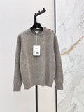 🔥Highest Quality🔥 26FW New Métiers d'Art Collection: Grey heathered pullover sweater featuring 3D camellia shoulder detailing 🩶