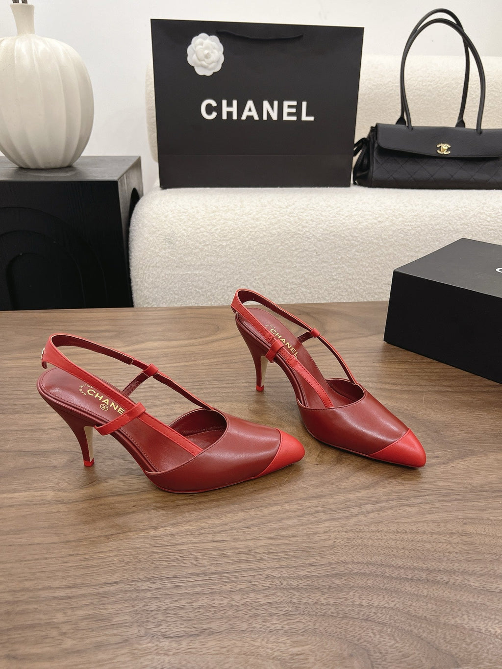 26FW New Color-Block Pointed-Toe Slingback High-Heeled Sandals (height: 8.5cm)