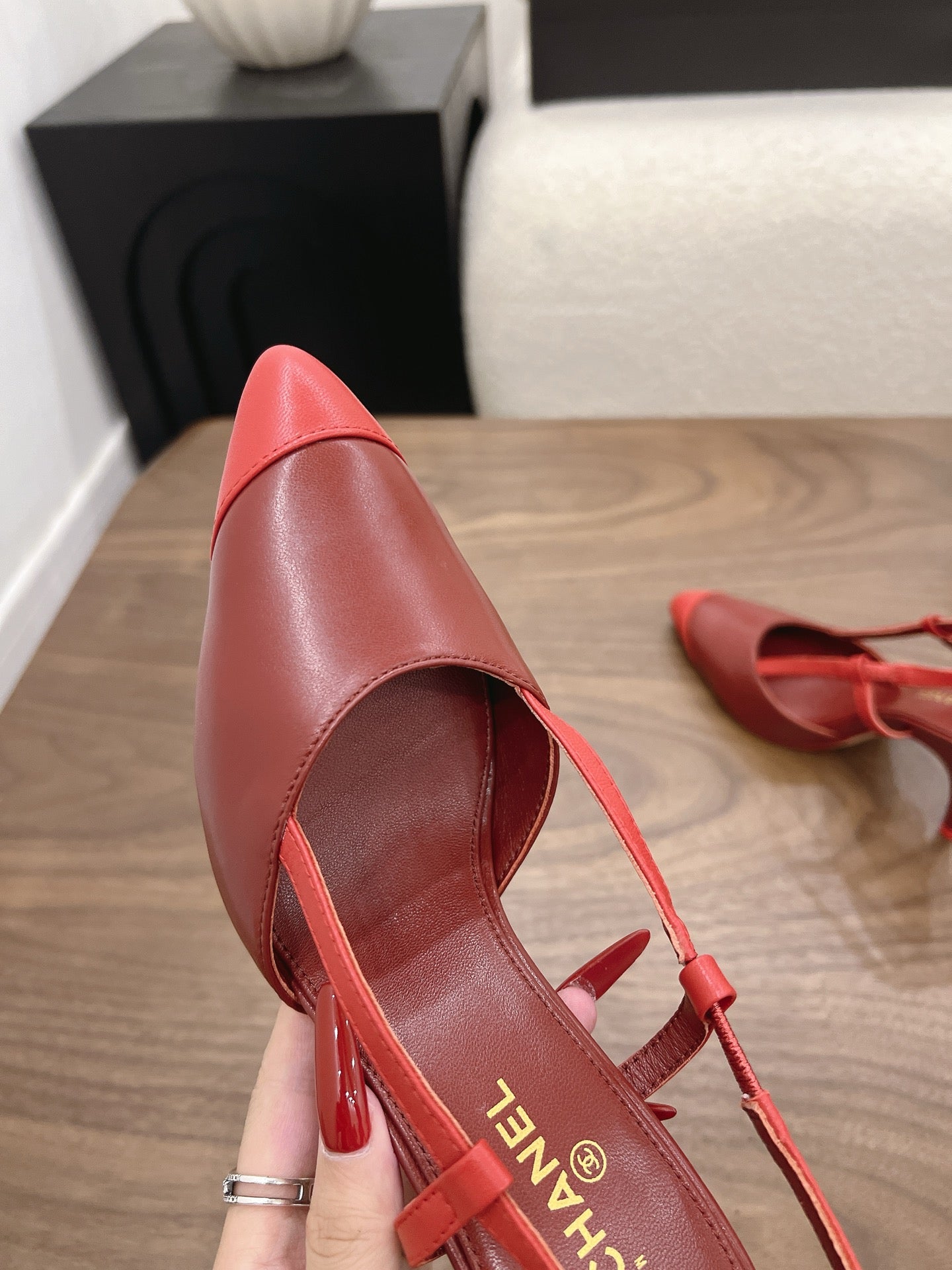 26FW New Color-Block Pointed-Toe Slingback High-Heeled Sandals (height: 8.5cm)