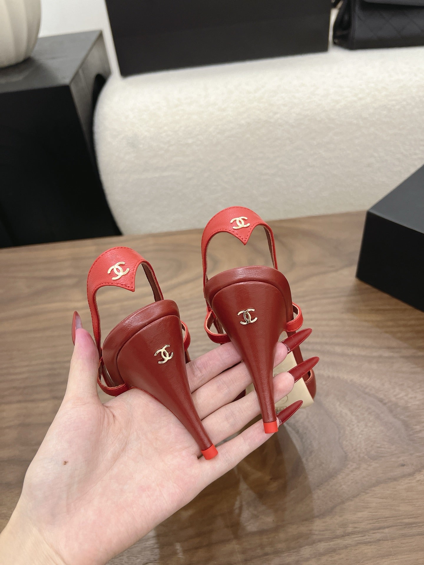 26FW New Color-Block Pointed-Toe Slingback High-Heeled Sandals (height: 8.5cm)