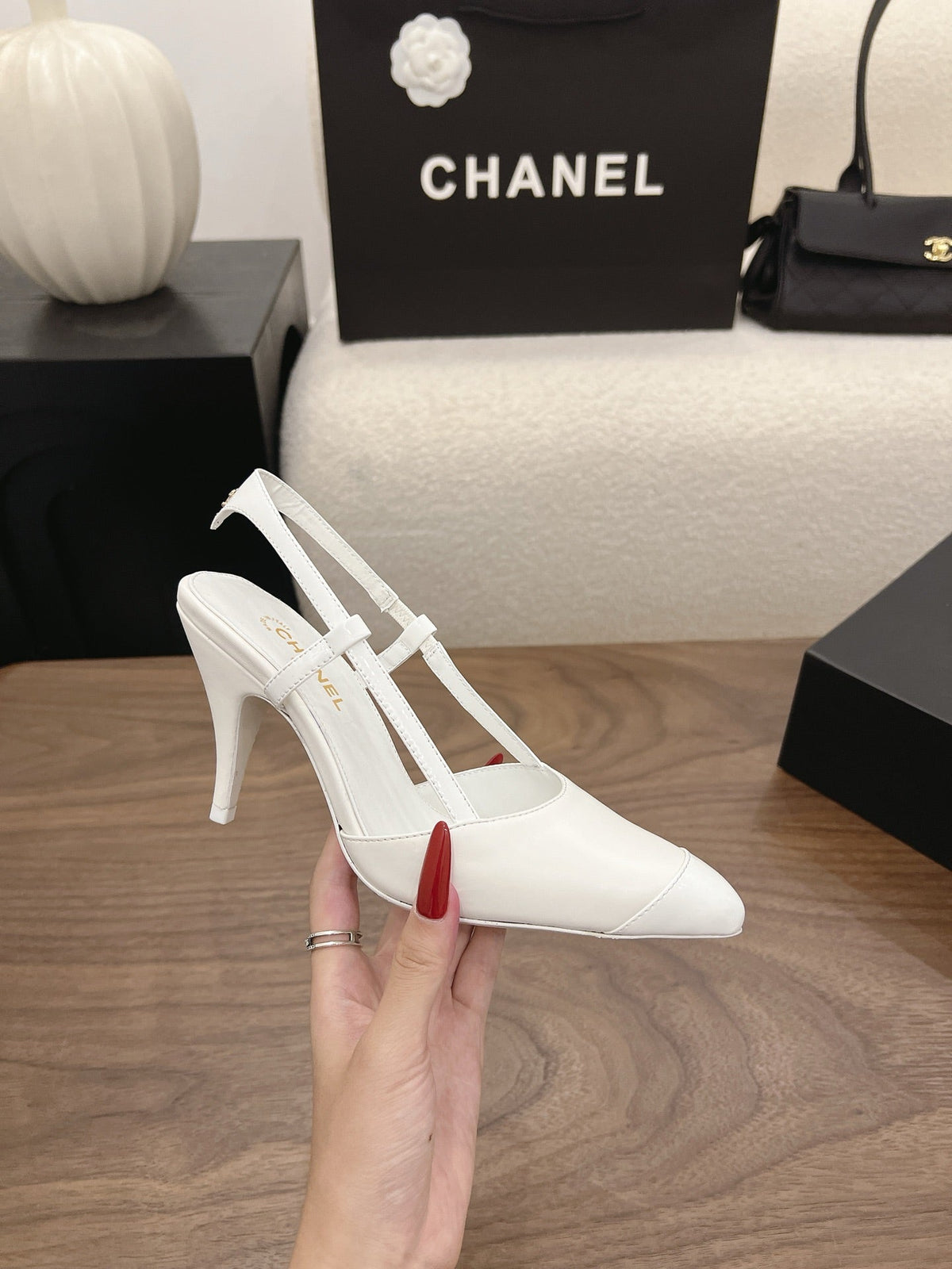 26FW New Color-Block Pointed-Toe Slingback High-Heeled Sandals (height: 8.5cm)