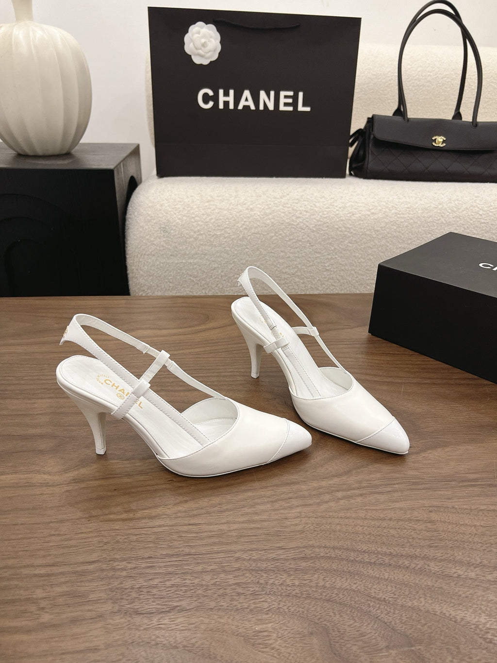 26FW New Color-Block Pointed-Toe Slingback High-Heeled Sandals (height: 8.5cm)