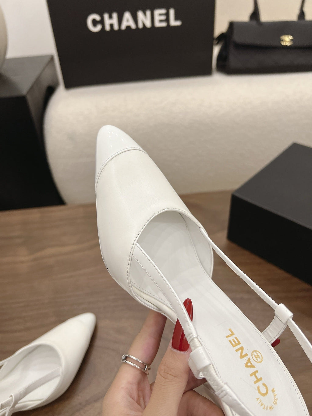 26FW New Color-Block Pointed-Toe Slingback High-Heeled Sandals (height: 8.5cm)