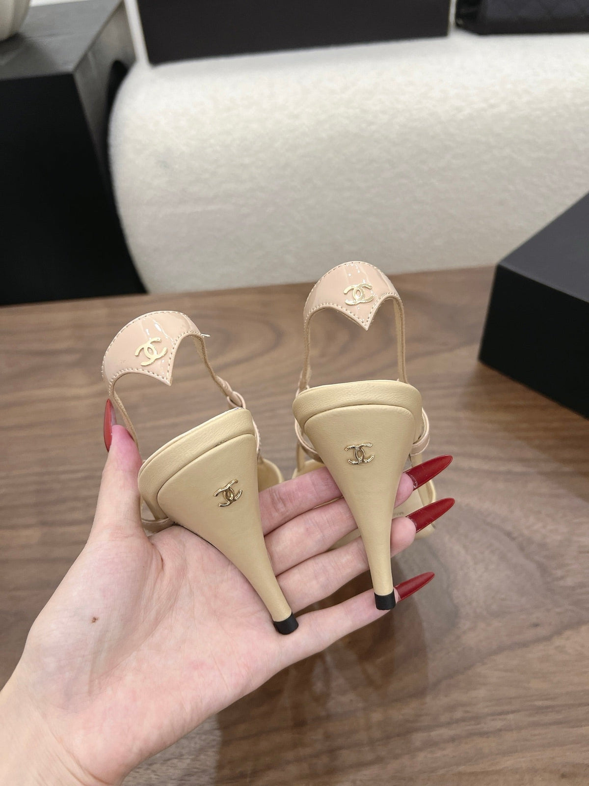 26FW New Color-Block Pointed-Toe Slingback High-Heeled Sandals (height: 8.5cm)