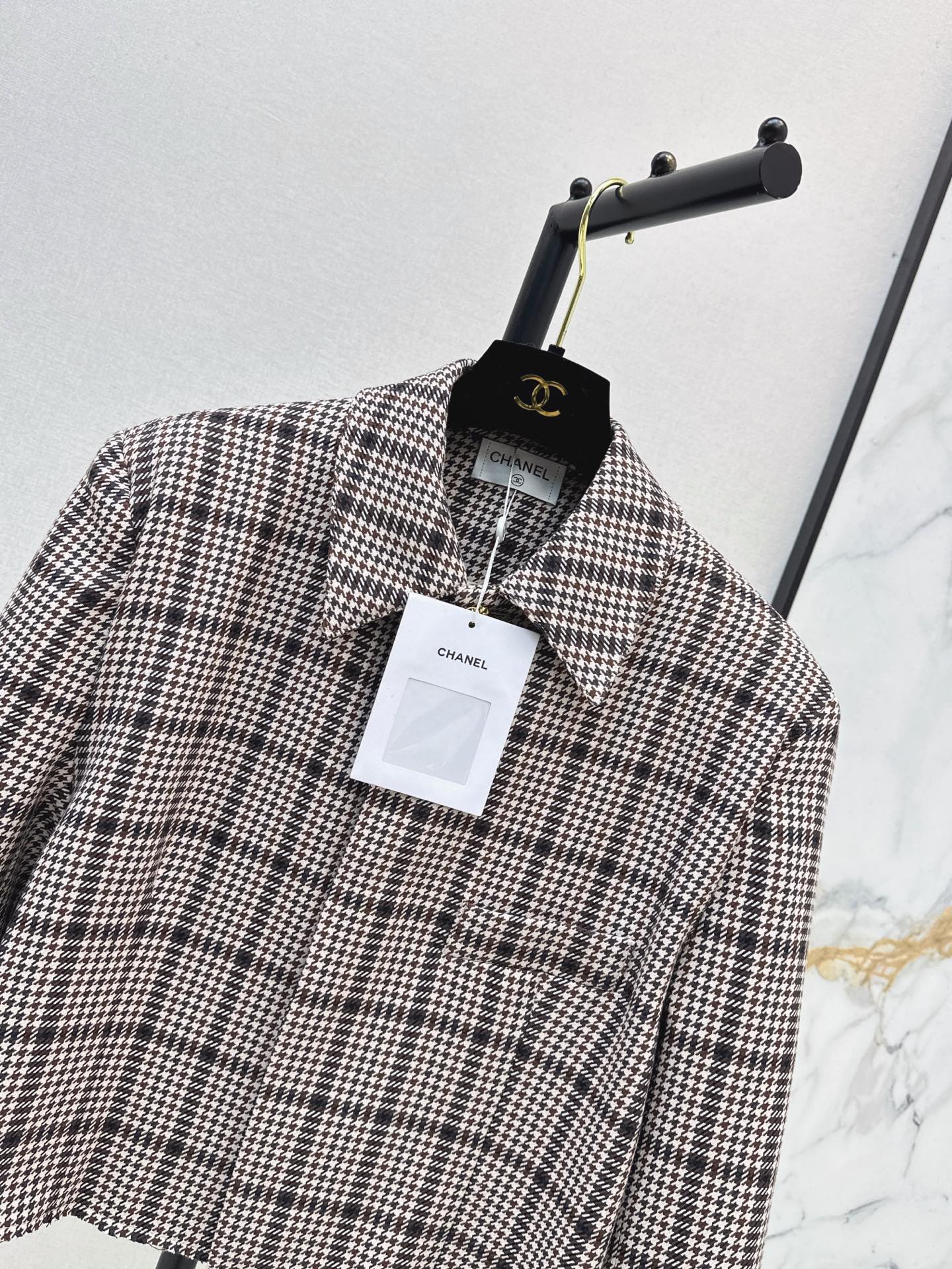26FW New Houndstooth Cropped Lapel Jacket 🤎