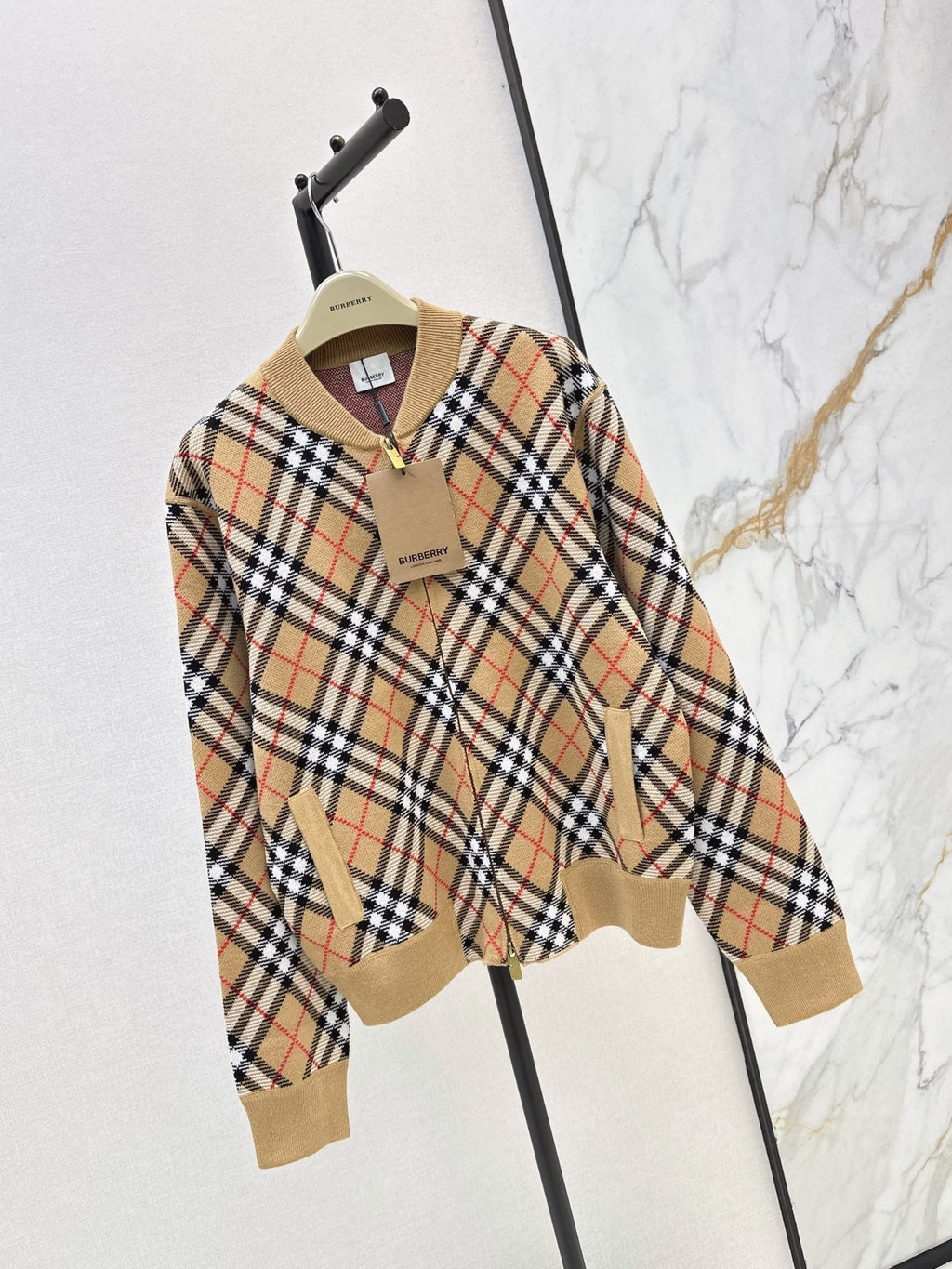26FW New Plaid Stand-Collar Knit Cardigan 🖤