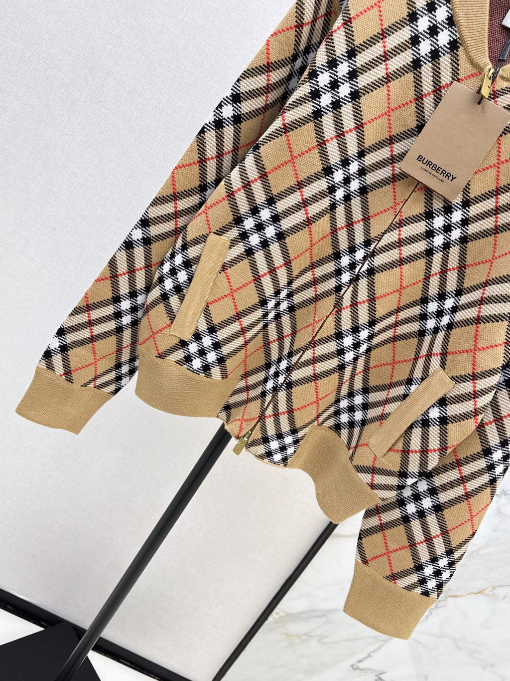 26FW New Plaid Stand-Collar Knit Cardigan 🖤