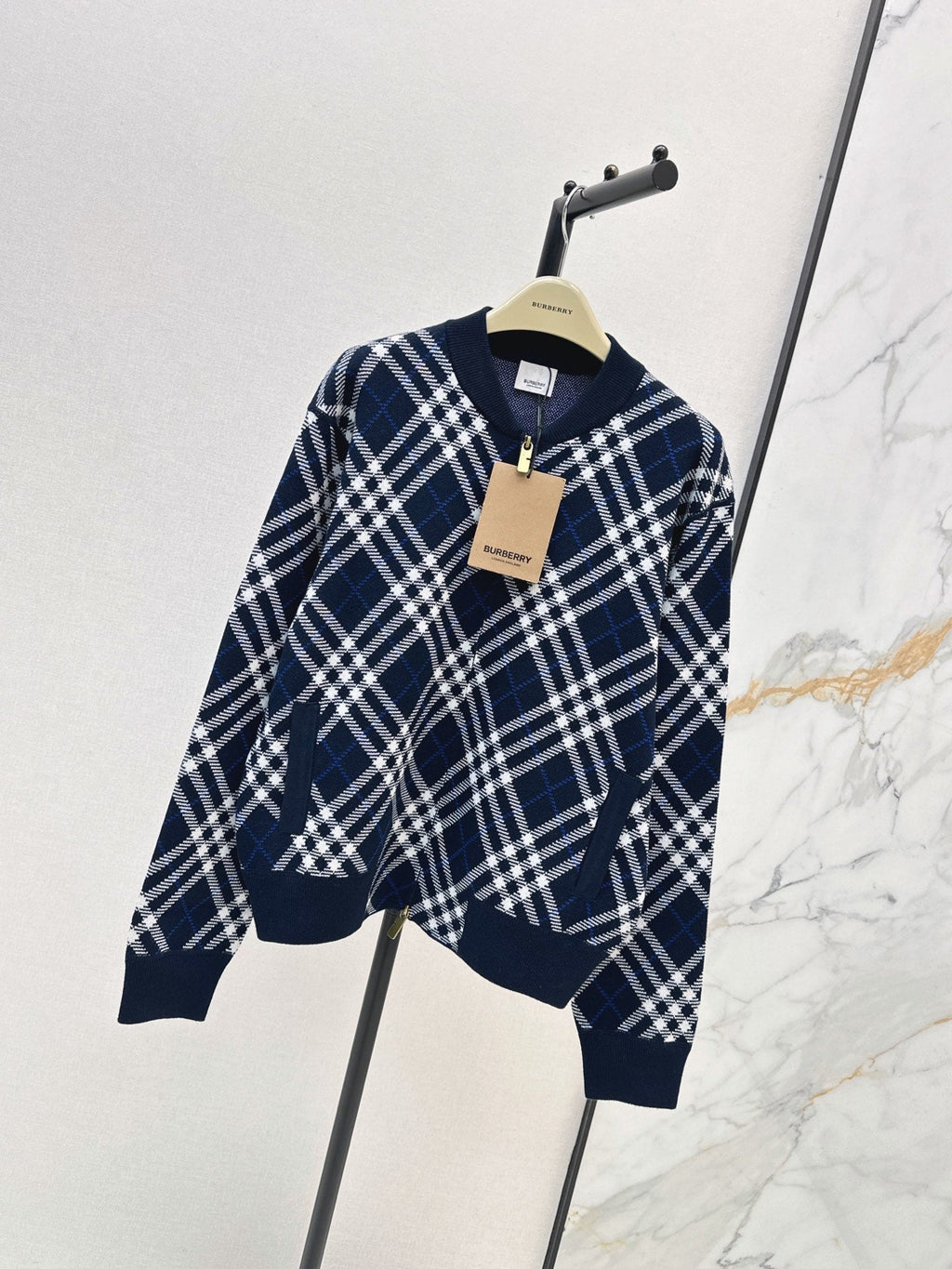26FW New Plaid Stand-Collar Knit Cardigan 🖤