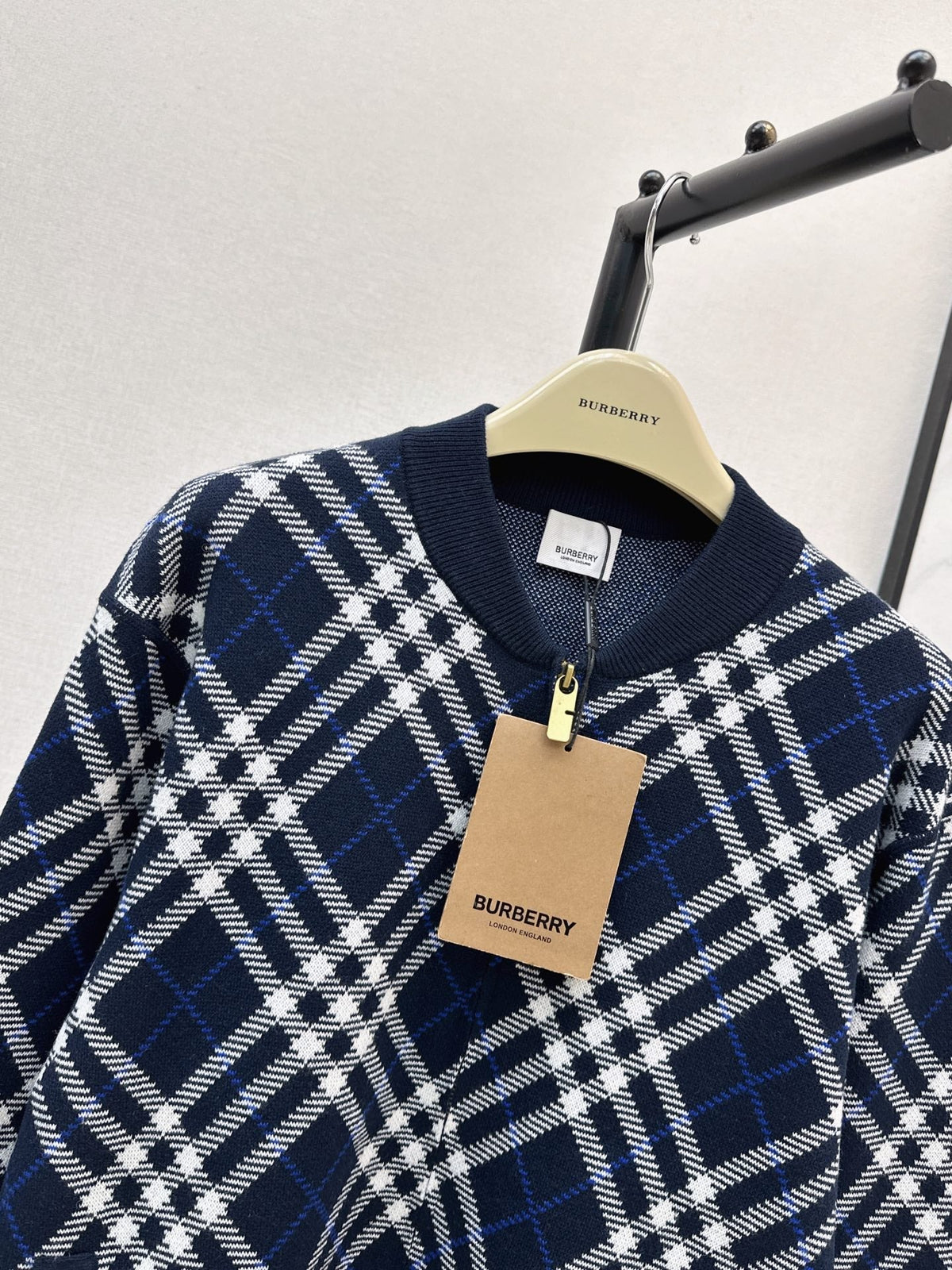 26FW New Plaid Stand-Collar Knit Cardigan 🖤