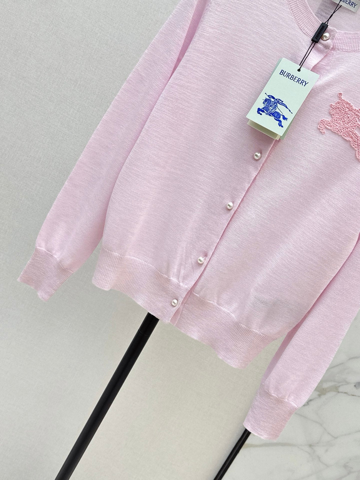 26FW New Jacquard Equestrian Knight Crew-Neck Button-Up Cardigan 💕