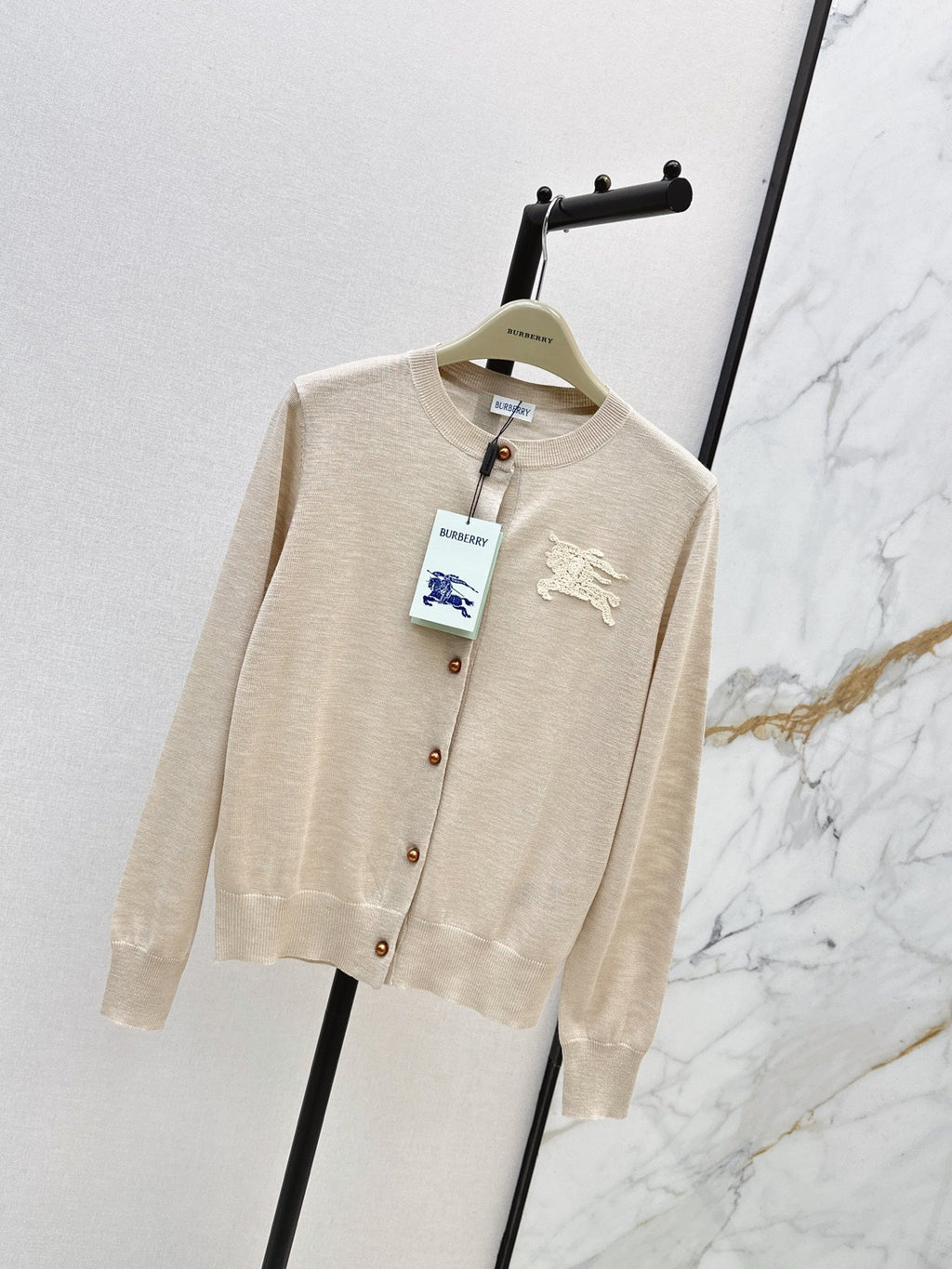26FW New Jacquard Equestrian Knight Crew-Neck Button-Up Cardigan 💕