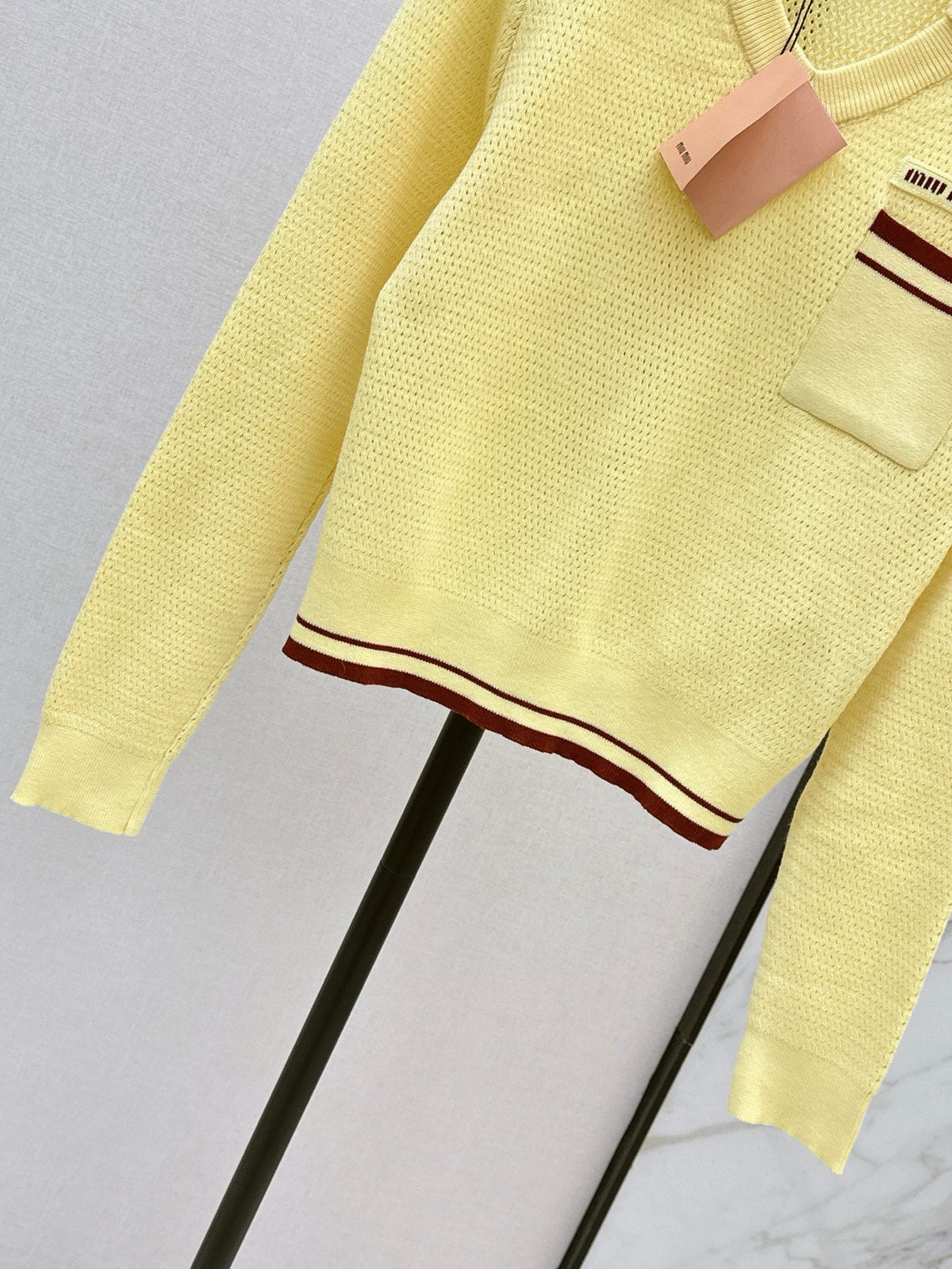 26FW New Color-Block Striped Collared Knit Top 💛