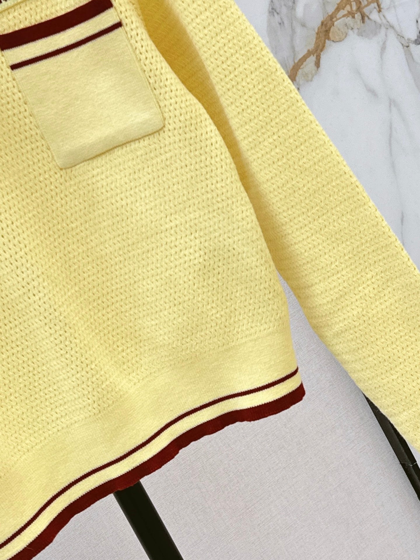 26FW New Color-Block Striped Collared Knit Top 💛