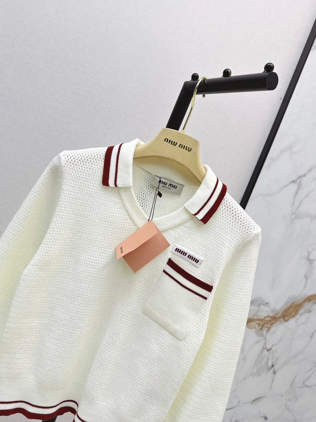 26FW New Color-Block Striped Collared Knit Top 💛