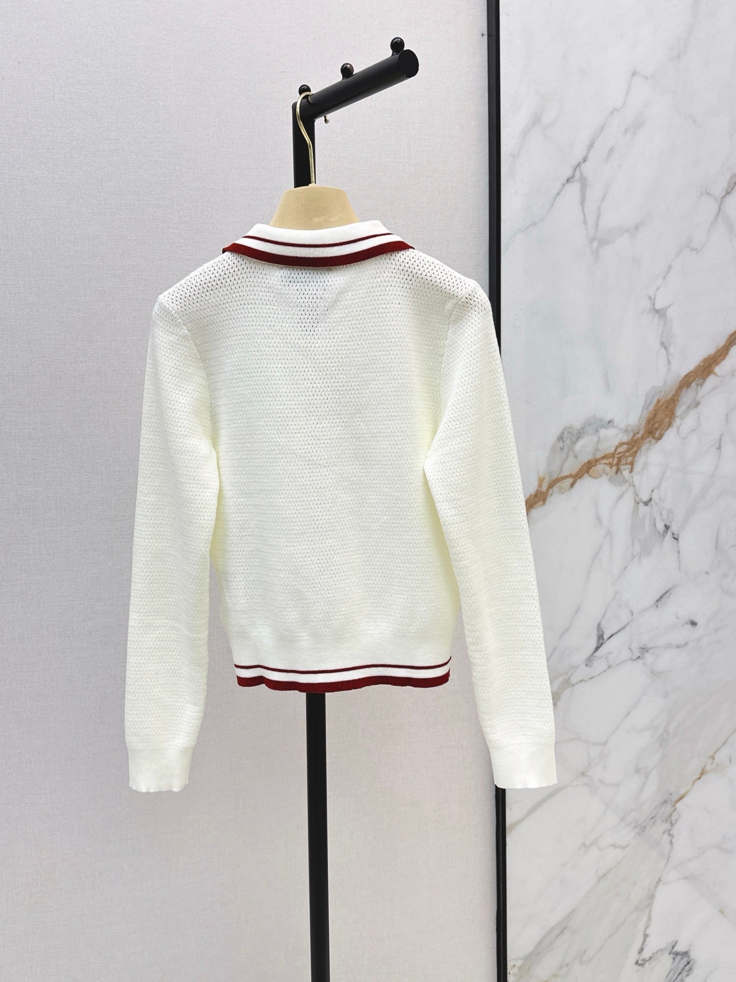 26FW New Color-Block Striped Collared Knit Top 💛