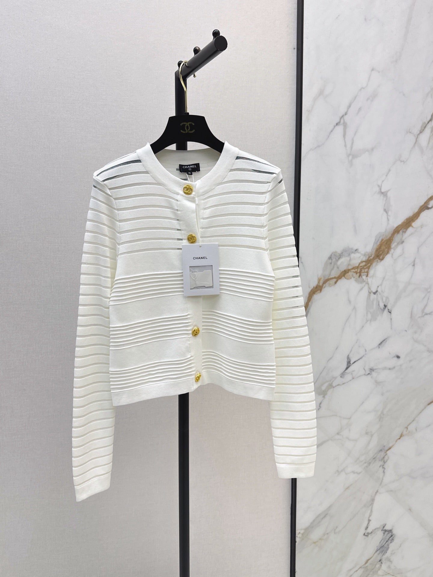 26FW New Striped Jacquard Crew-Neck Cardigan 🖤