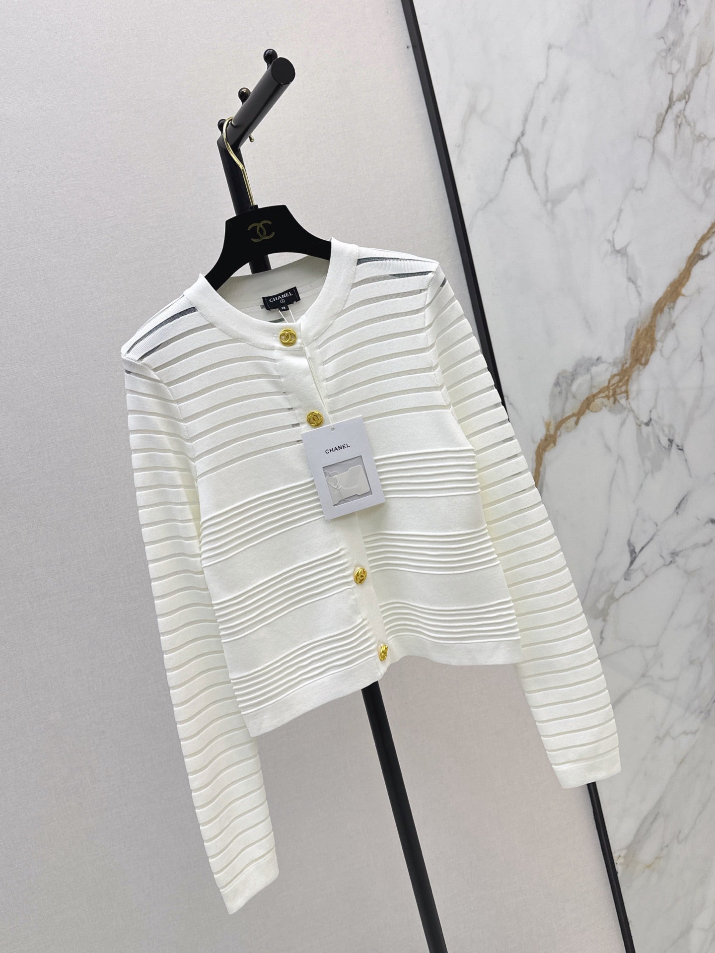 26FW New Striped Jacquard Crew-Neck Cardigan 🖤
