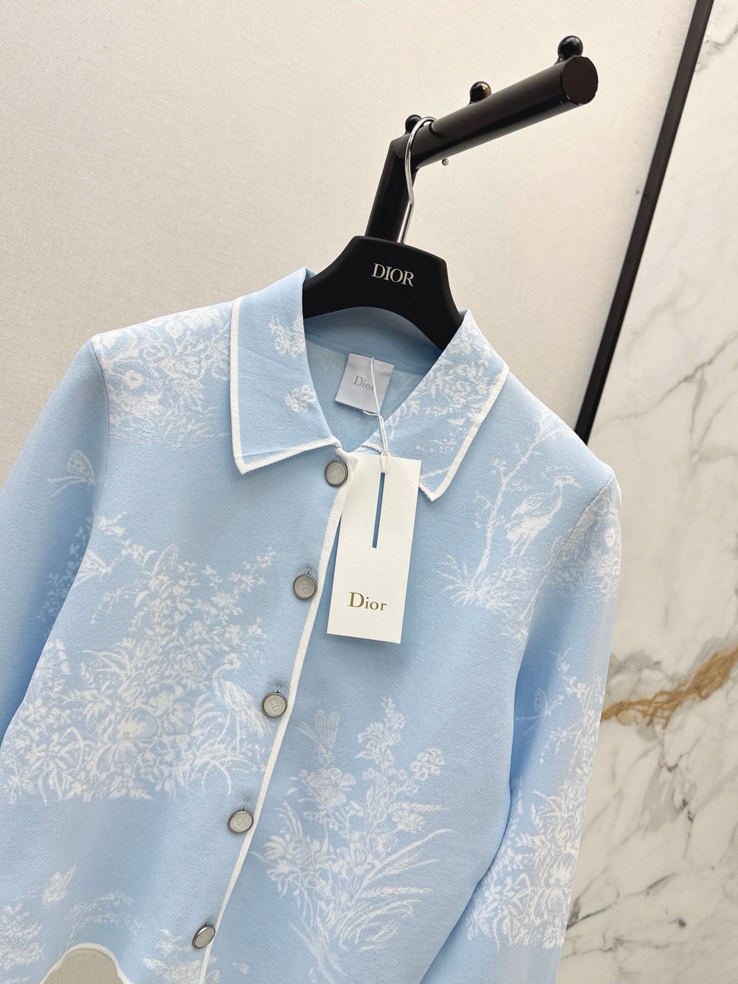 26FW New Floral Jacquard Collared Jacket 🩵