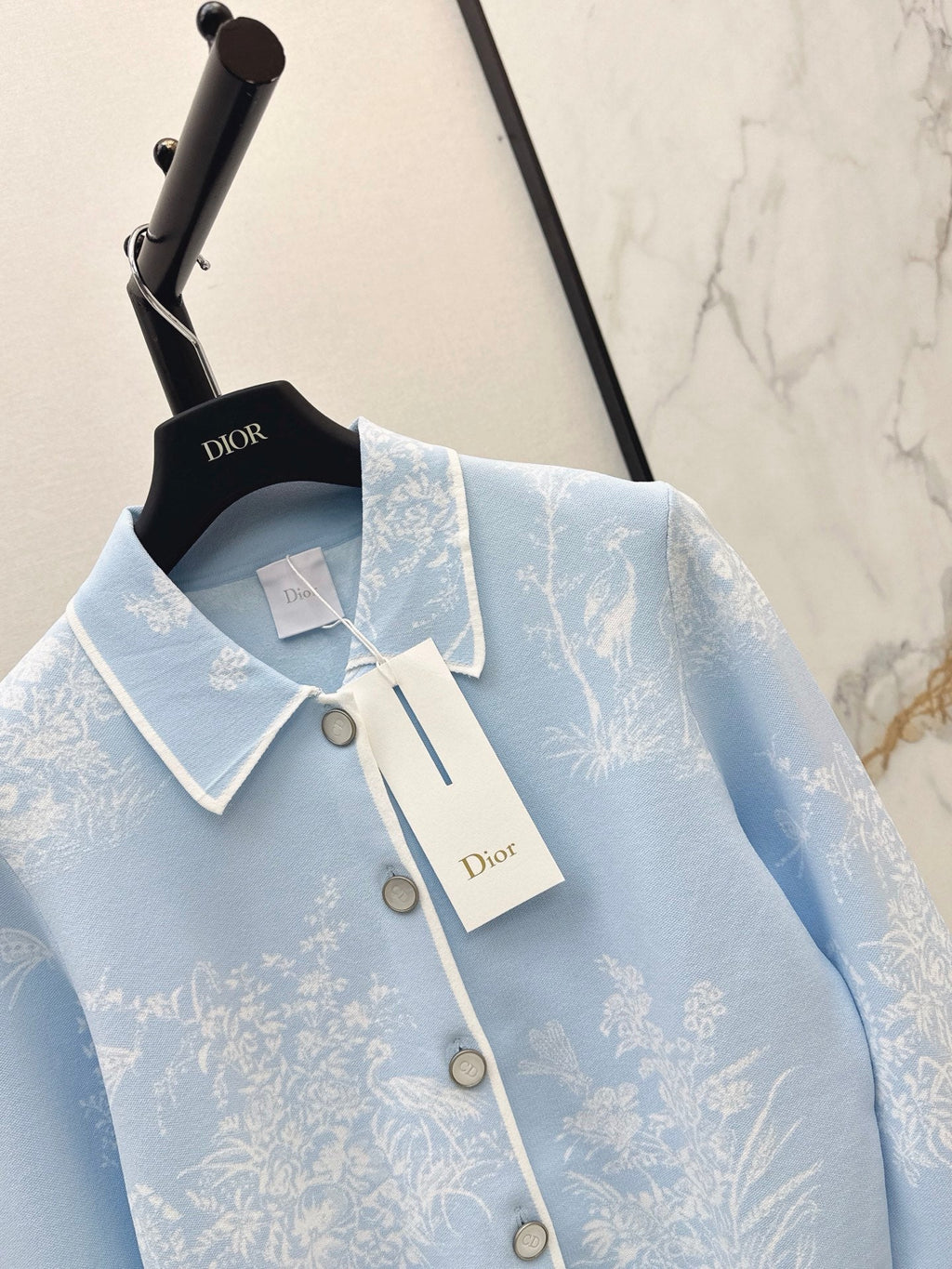 26FW New Floral Jacquard Collared Jacket 🩵
