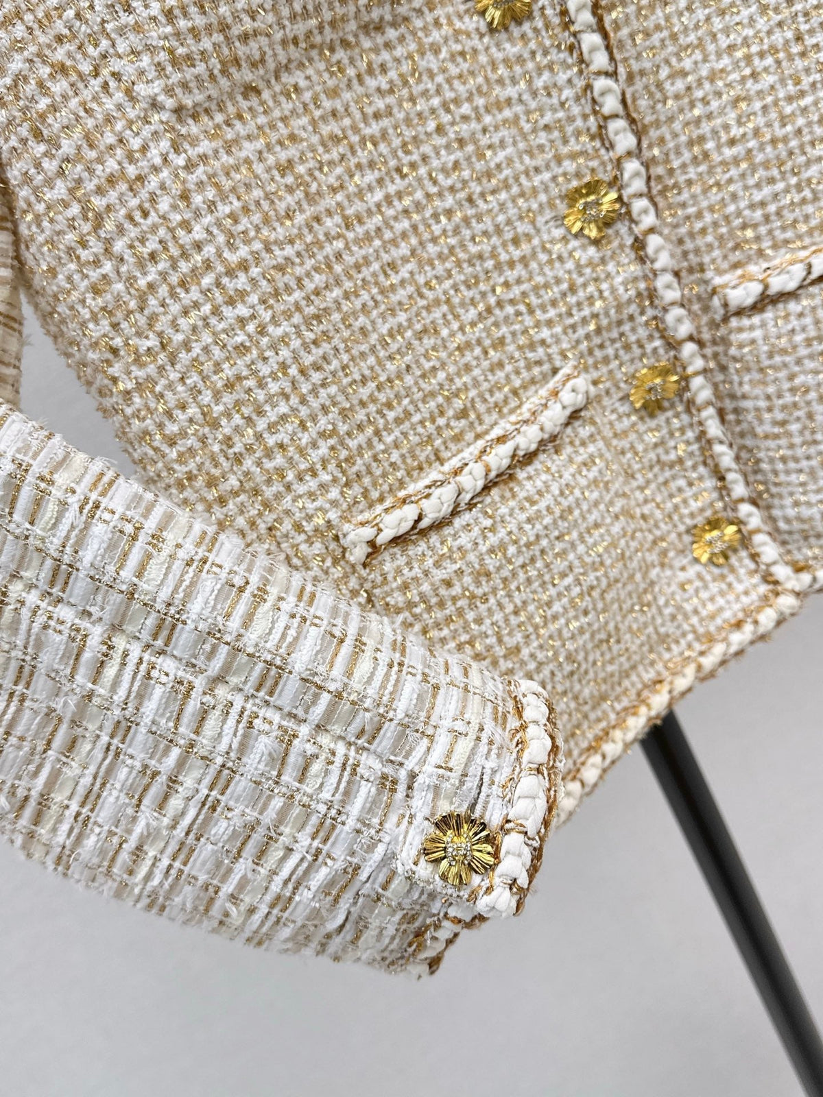 🔥Highest Quality🔥26FW New Runway Style: Gilded Tweed Paneled Jacket 🖤