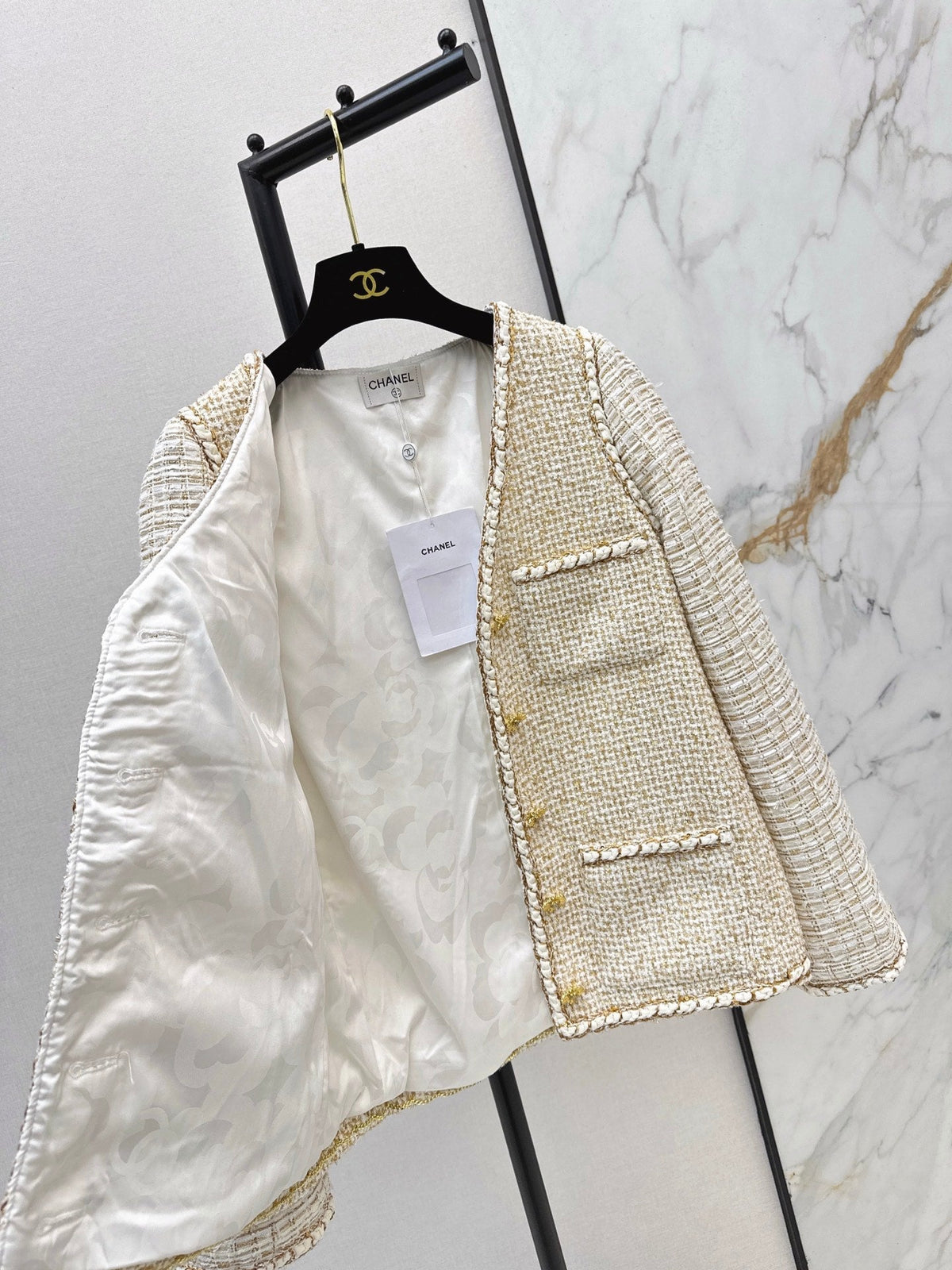 🔥Highest Quality🔥26FW New Runway Style: Gilded Tweed Paneled Jacket 🖤