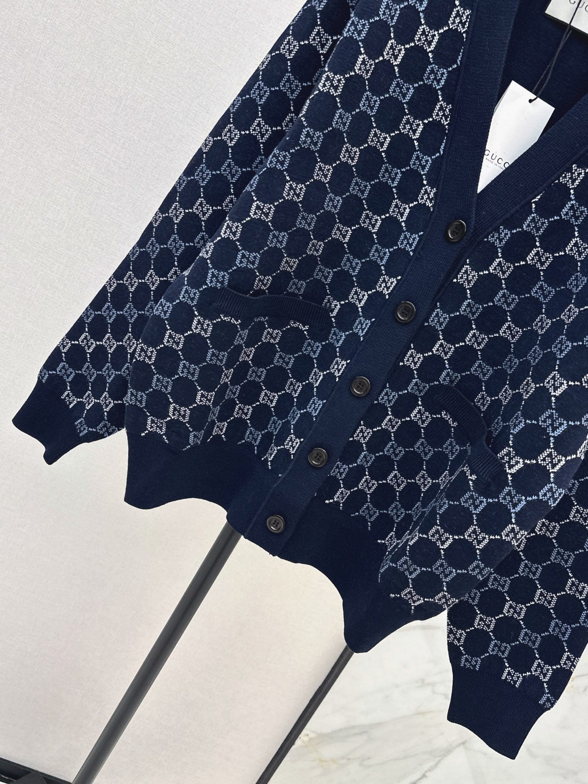 🔥Highest Quality🔥26FW New Limited Edition V-Neck Cardigan with Colorful GG Pattern 🖤