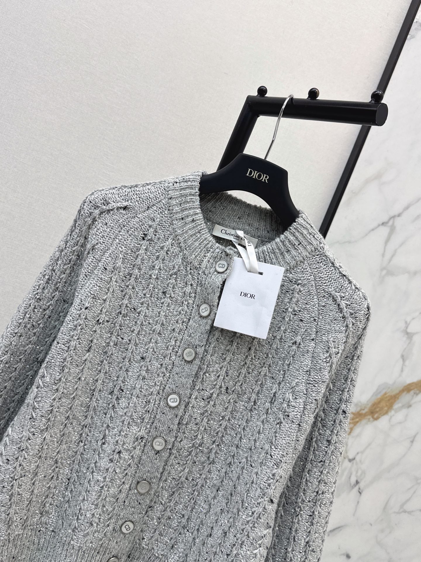 🔥Highest Quality🔥26FW New Premium Grey Iridescent Sequin Cardigan 🩶