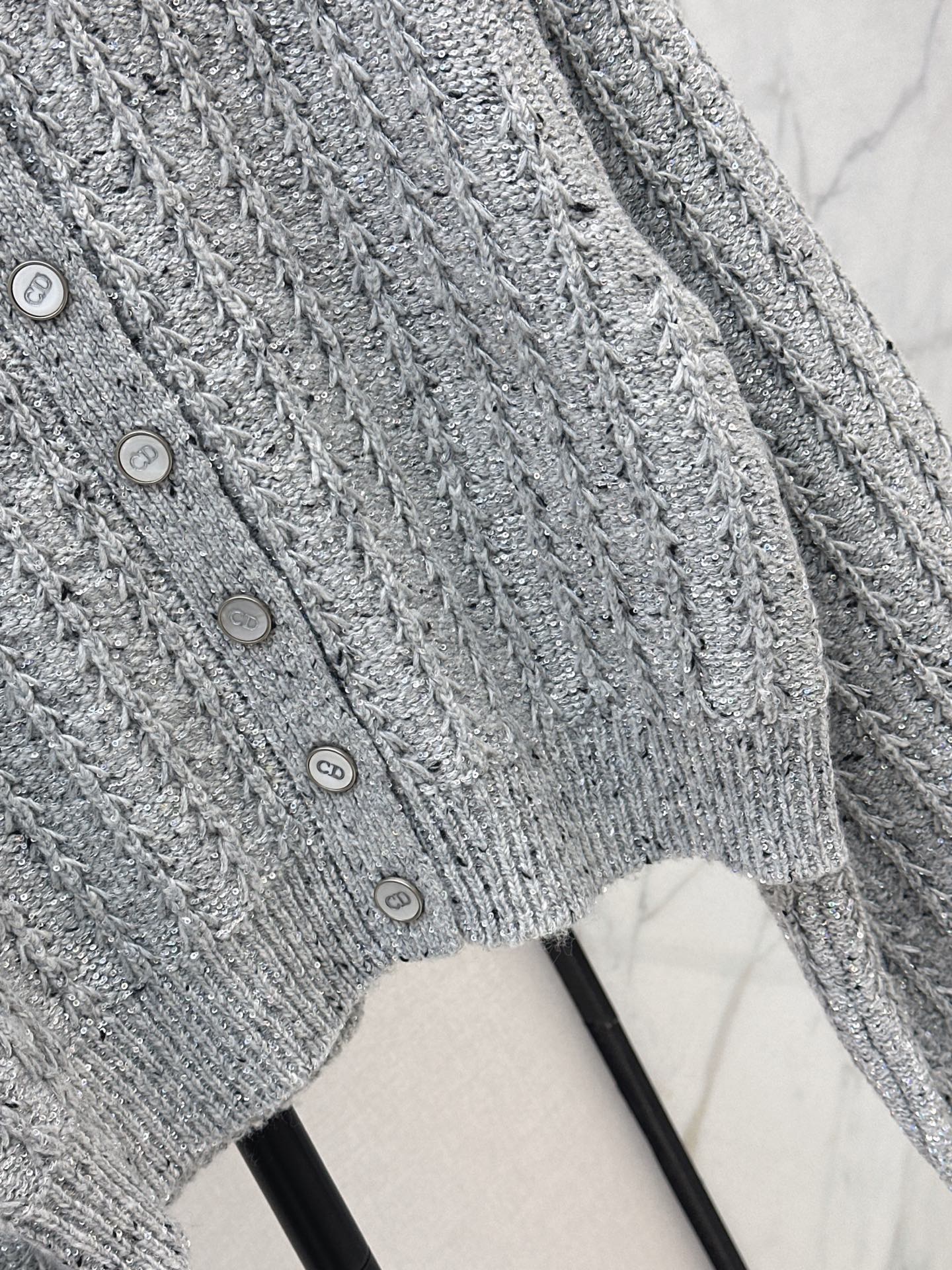 🔥Highest Quality🔥26FW New Premium Grey Iridescent Sequin Cardigan 🩶