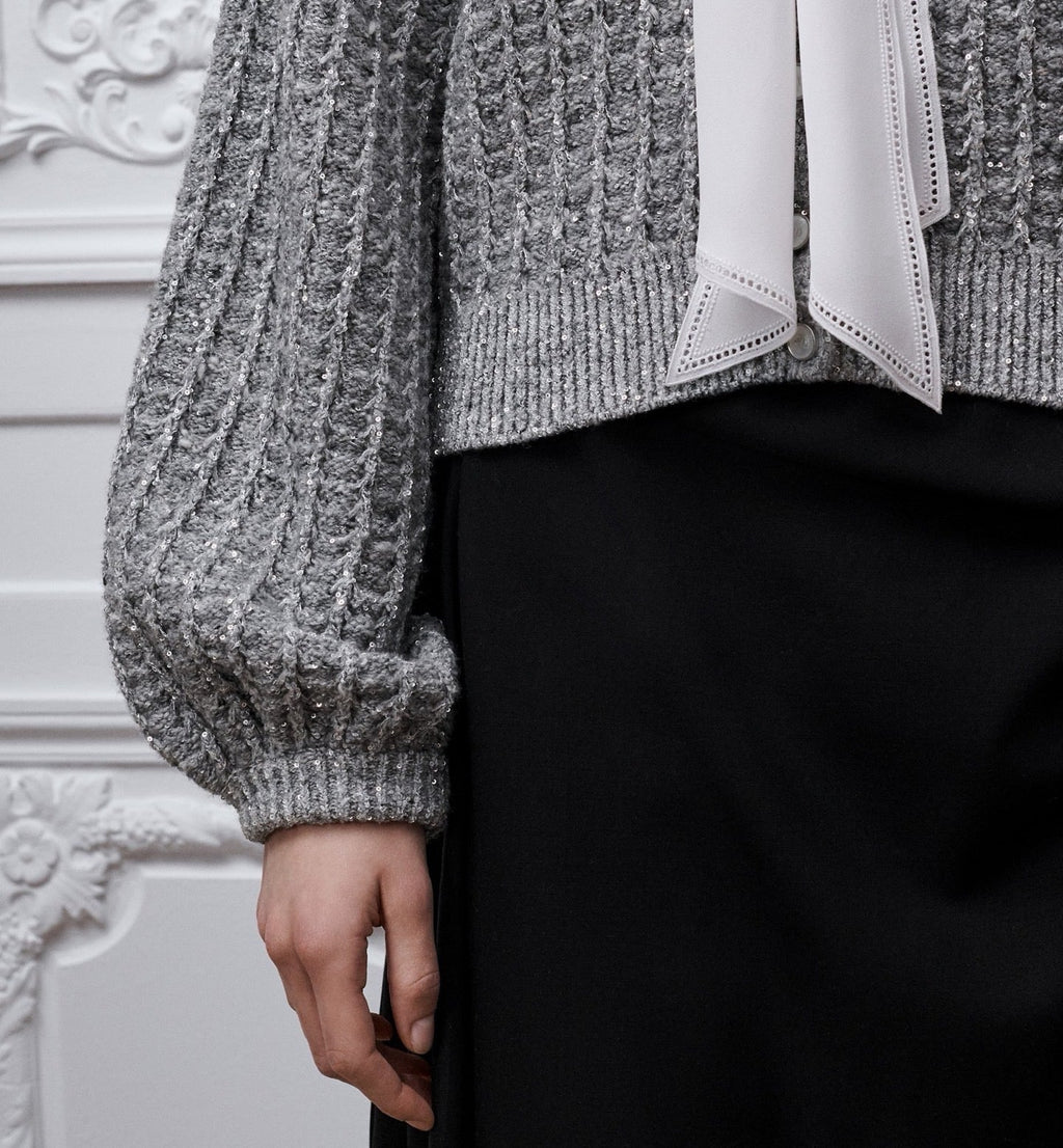 🔥Highest Quality🔥26FW New Premium Grey Iridescent Sequin Cardigan 🩶