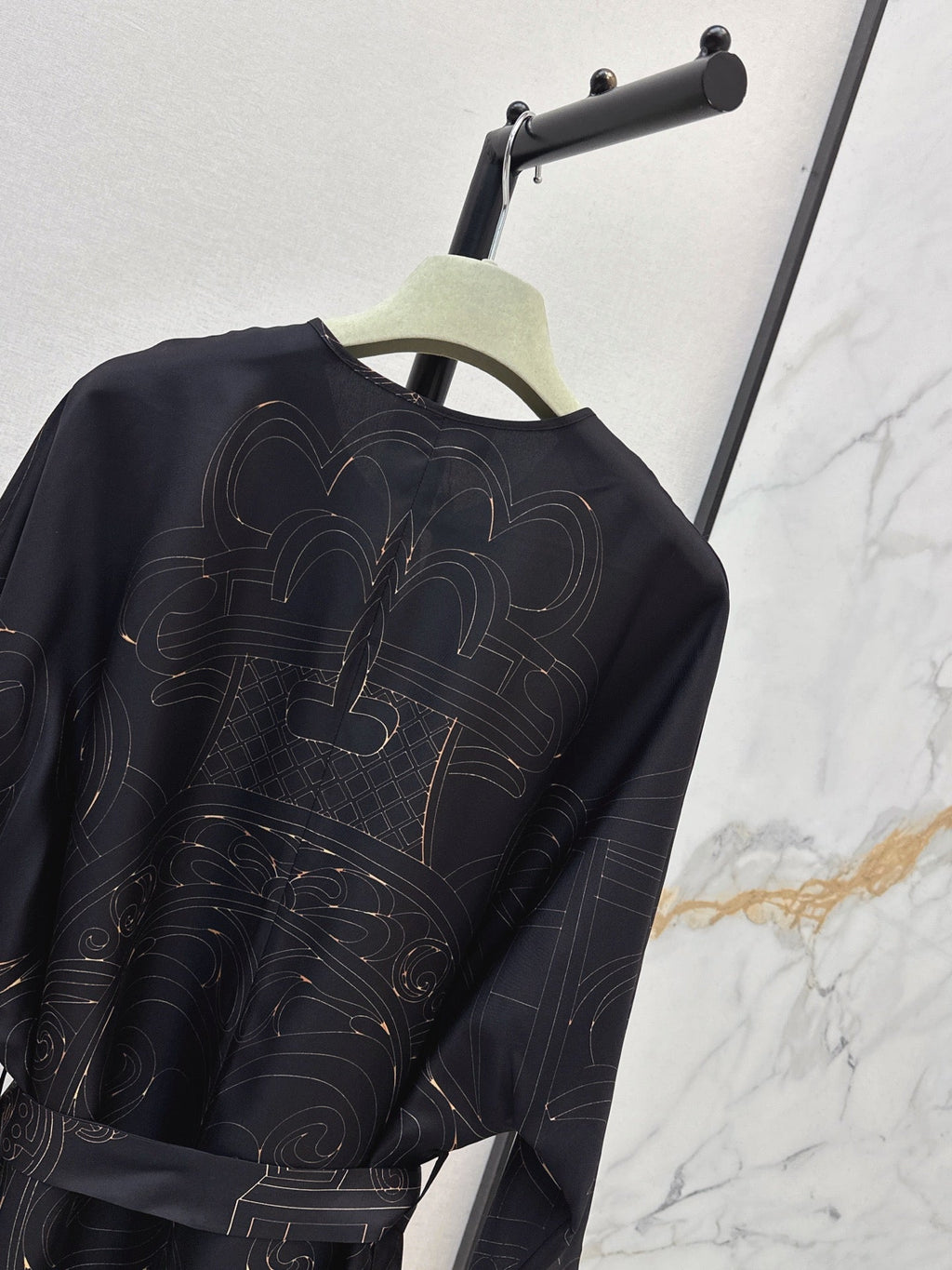 Hermès/🔥Highest Quality🔥26FW New Printed Silk Dress 🖤