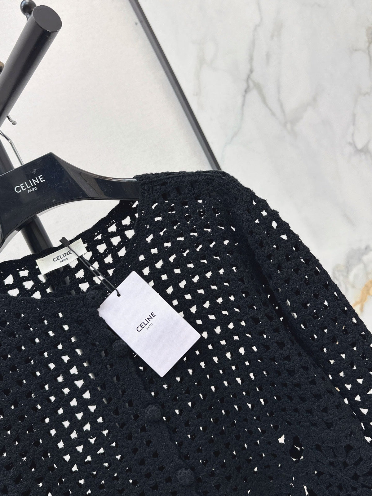 CELINE/🔥Highest Quality🔥26FW New Cut-out Crochet Knit Cardigan 🖤