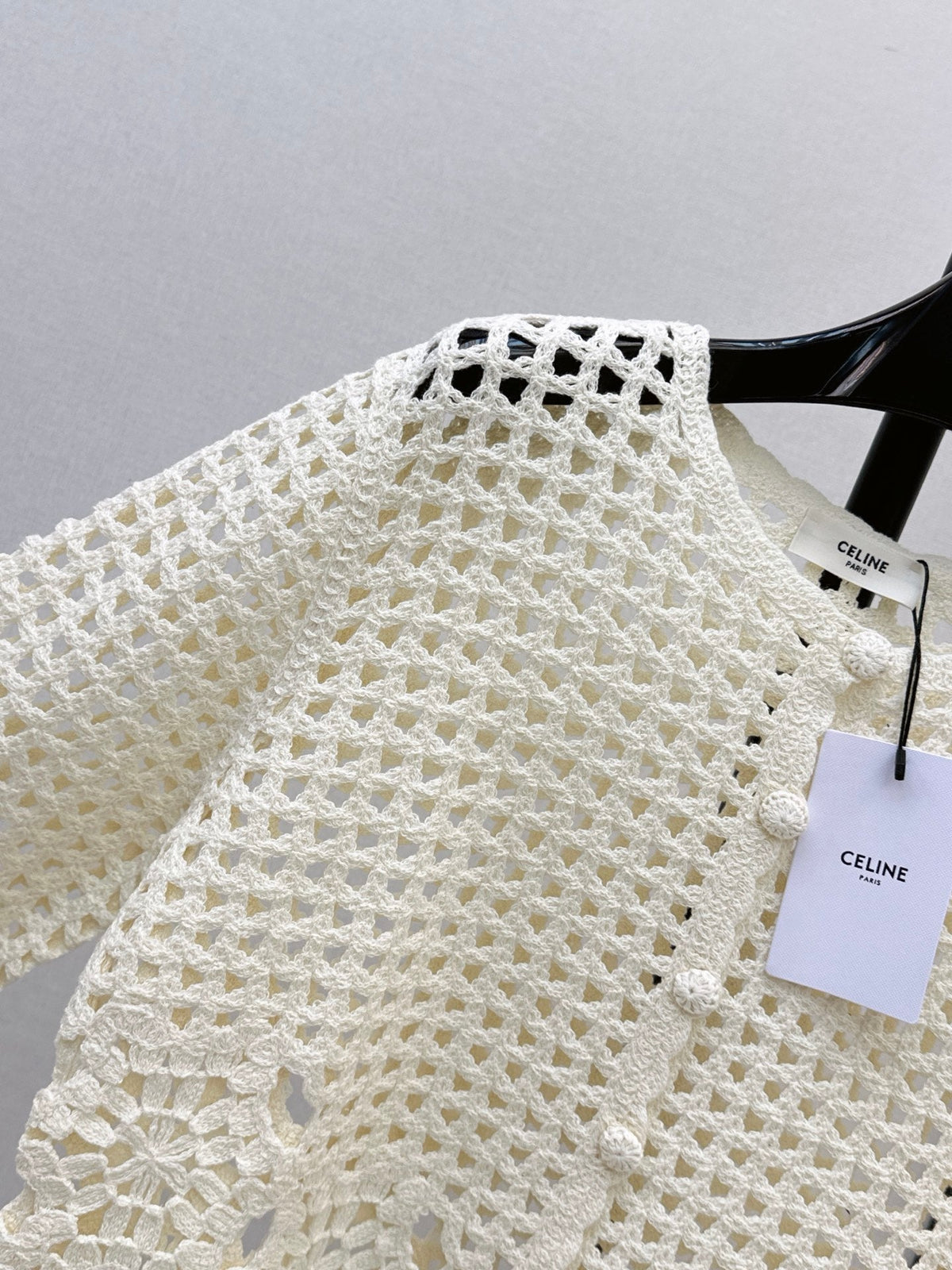 CELINE/🔥Highest Quality🔥26FW New Cut-out Crochet Knit Cardigan 🖤