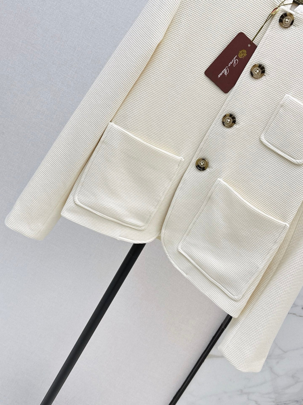 🔥Highest Quality🔥26FW New Cream Waffle-Knit Stand-Collar Jacket 🤍