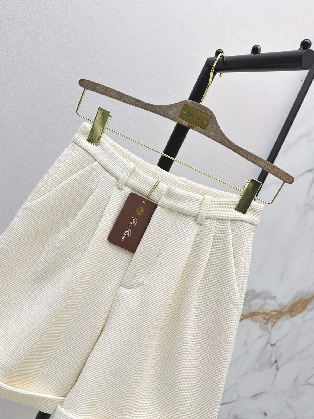 🔥Highest Quality🔥26FW New Cream Waffle-Knit Straight-Leg Shorts 🤍