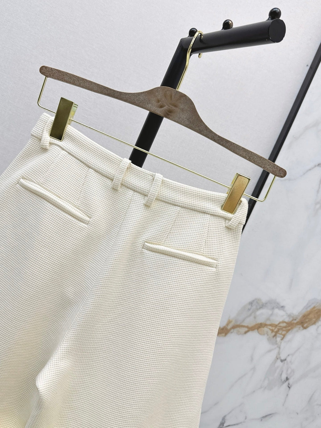 🔥Highest Quality🔥26FW New Cream Waffle-Knit Straight-Leg Shorts 🤍