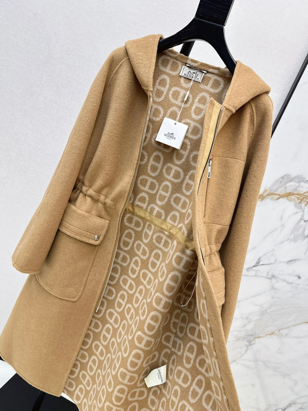 26FW New Reversible Cashmere Long Hooded Coat with Drawstring Waist 🖤