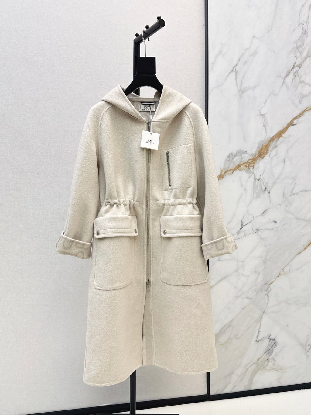 26FW New Reversible Cashmere Long Hooded Coat with Drawstring Waist 🖤